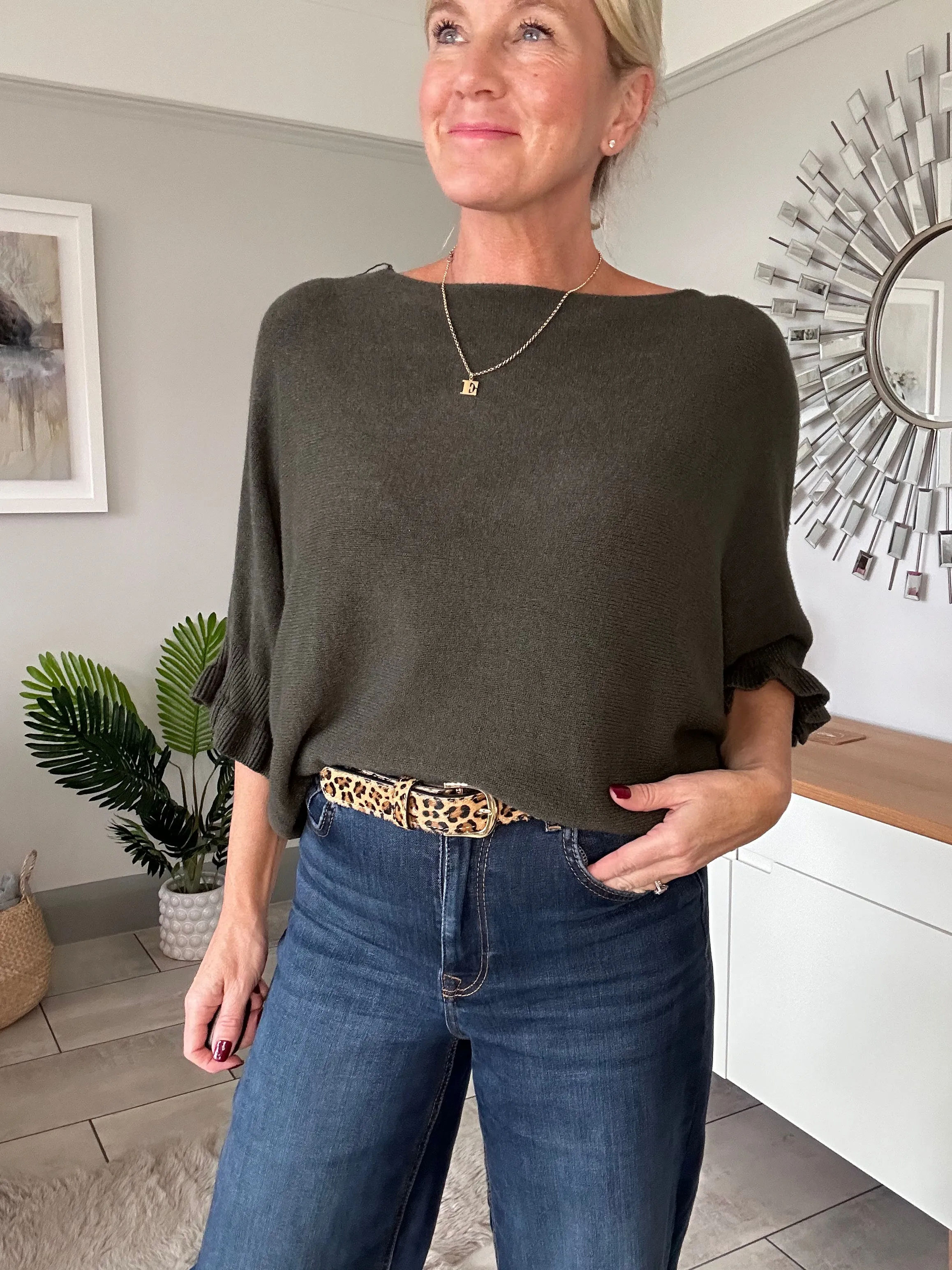 Cornflower Blue Frill Sleeve Jumper