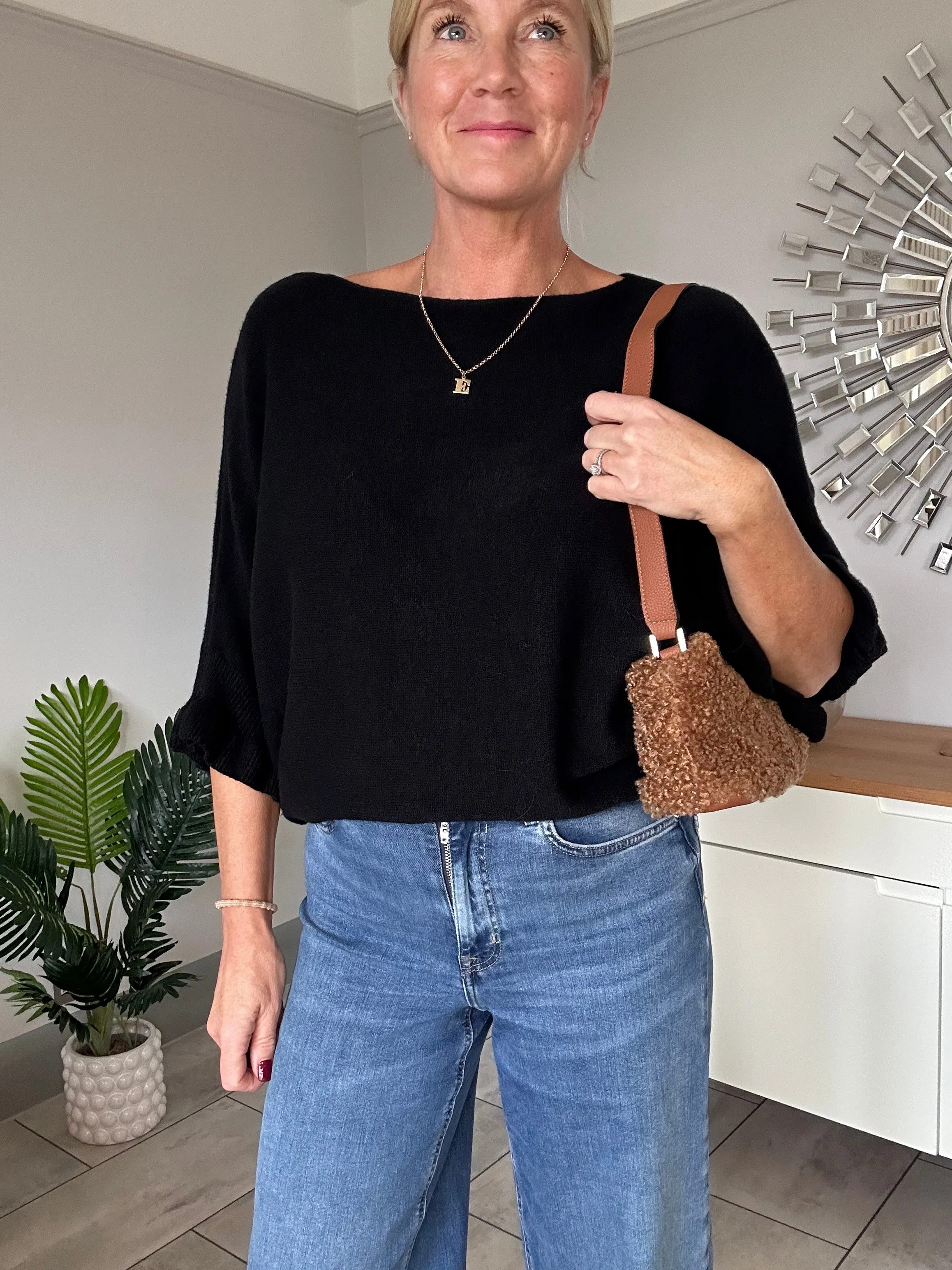 Cornflower Blue Frill Sleeve Jumper