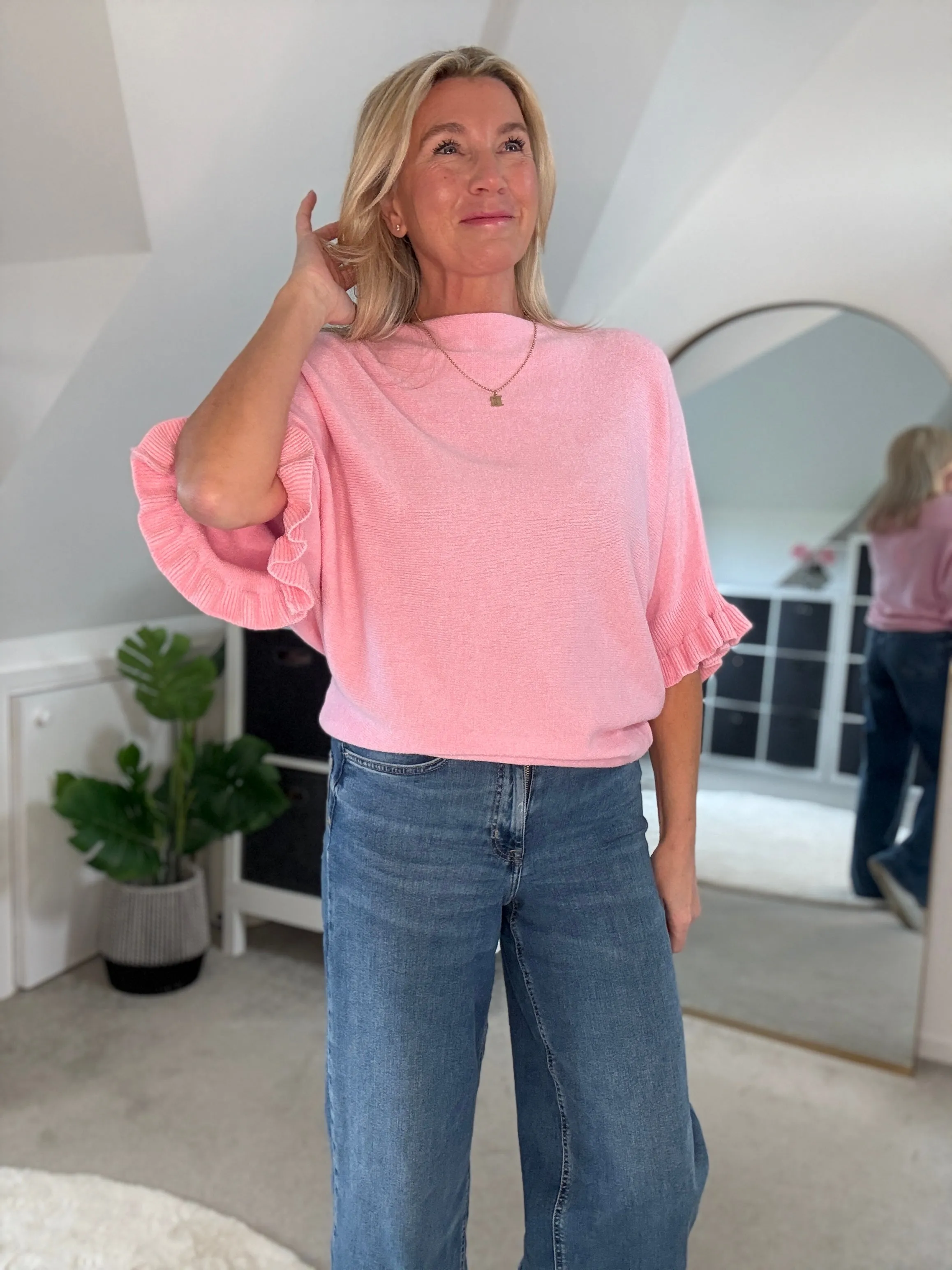 Cornflower Blue Frill Sleeve Jumper