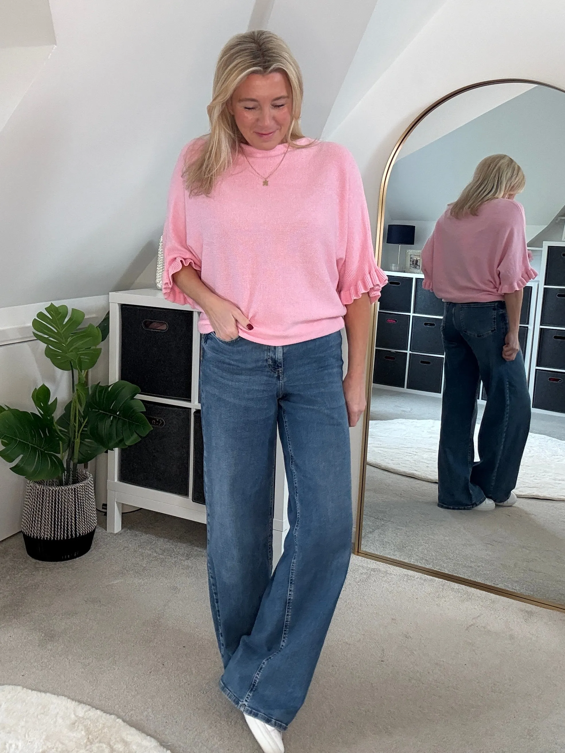 Cornflower Blue Frill Sleeve Jumper