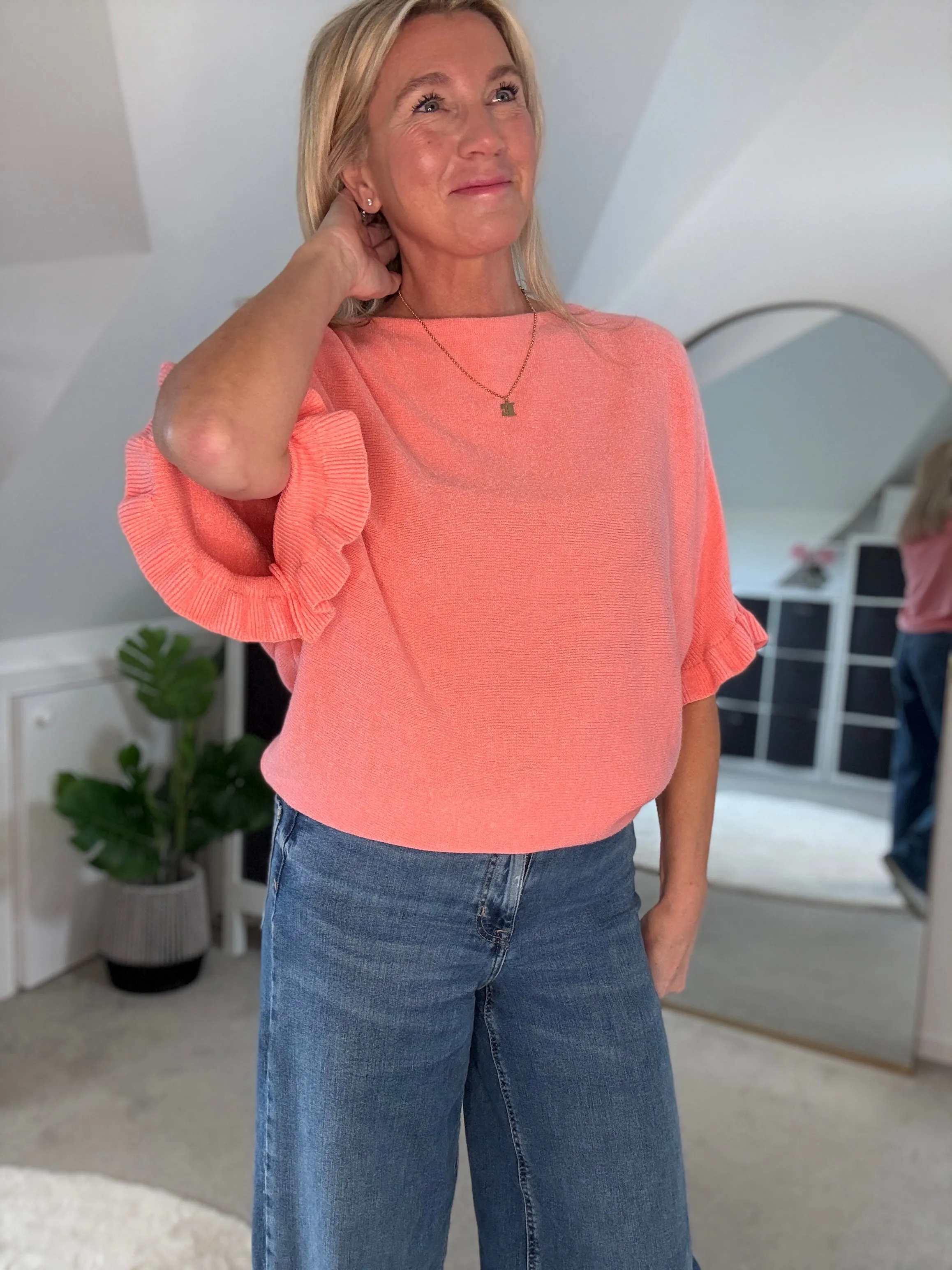 Cornflower Blue Frill Sleeve Jumper