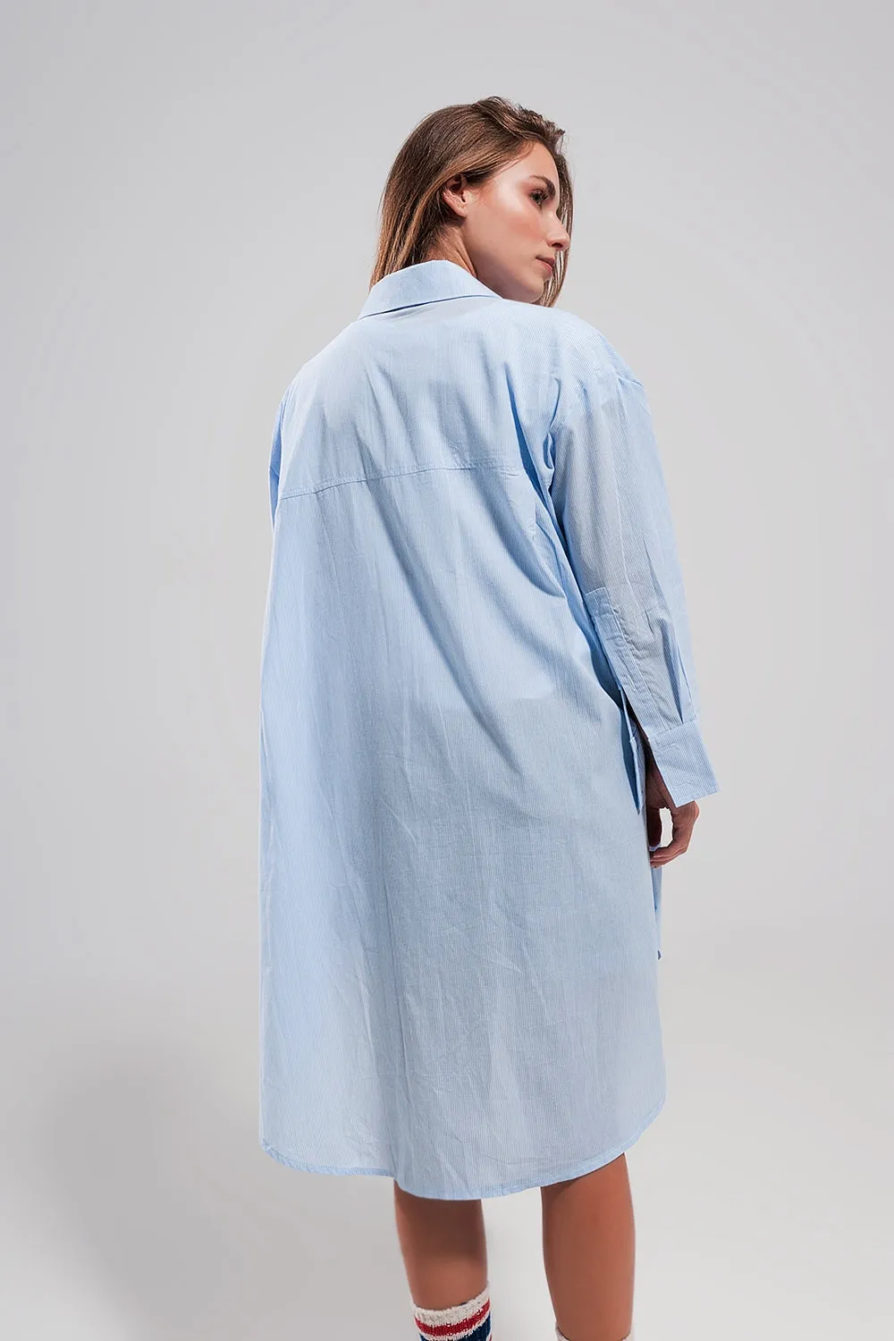 Cotton oversized shirt in light blue