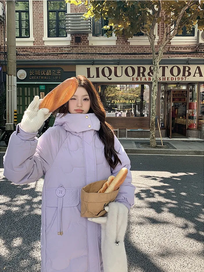 Cozy Knee-Length Oversized Puffer Coat with Flap Pockets