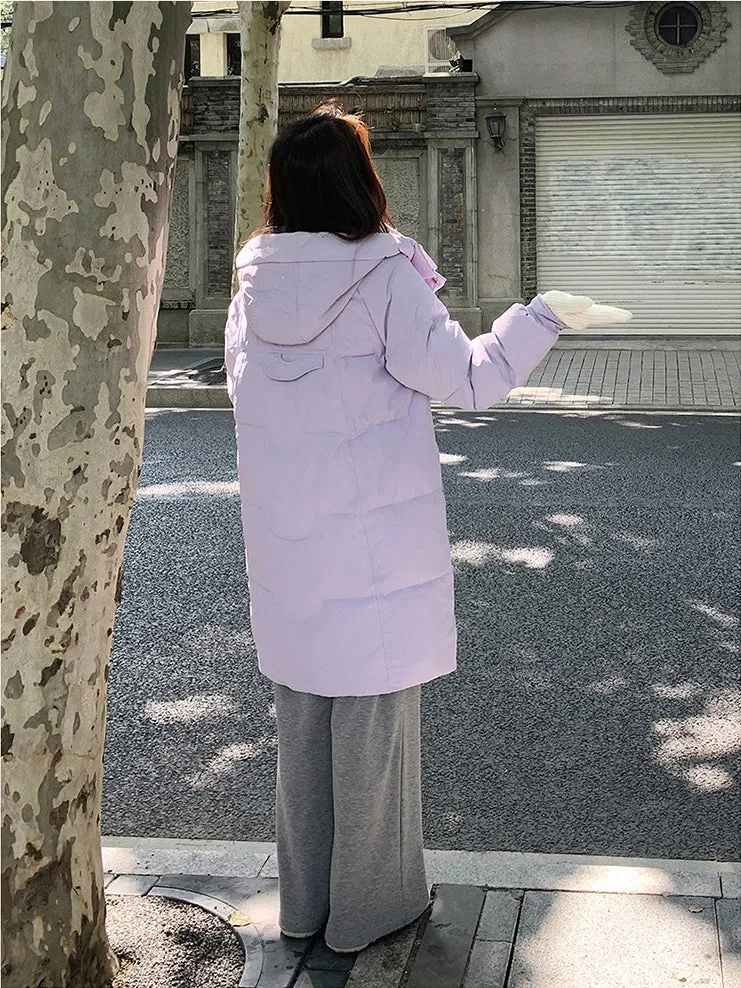 Cozy Knee-Length Oversized Puffer Coat with Flap Pockets
