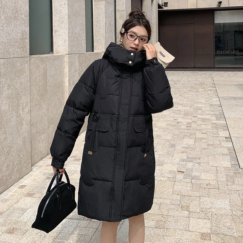 Cozy Knee-Length Oversized Puffer Coat with Flap Pockets
