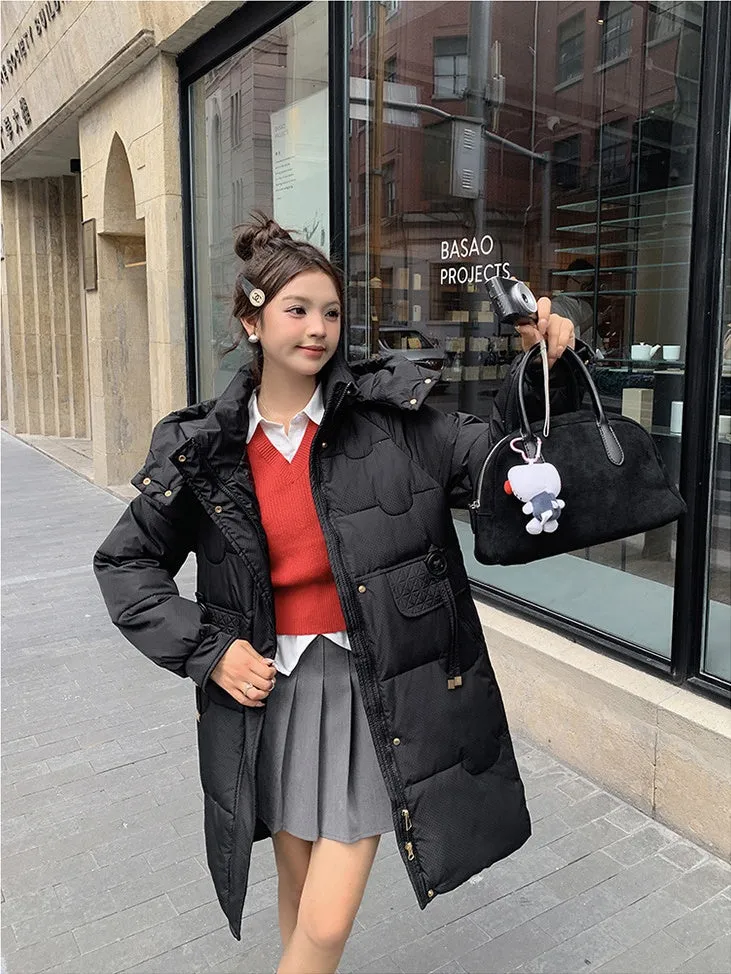 Cozy Knee-Length Oversized Puffer Coat with Flap Pockets