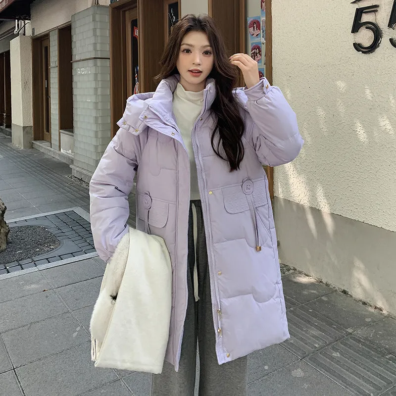 Cozy Knee-Length Oversized Puffer Coat with Flap Pockets