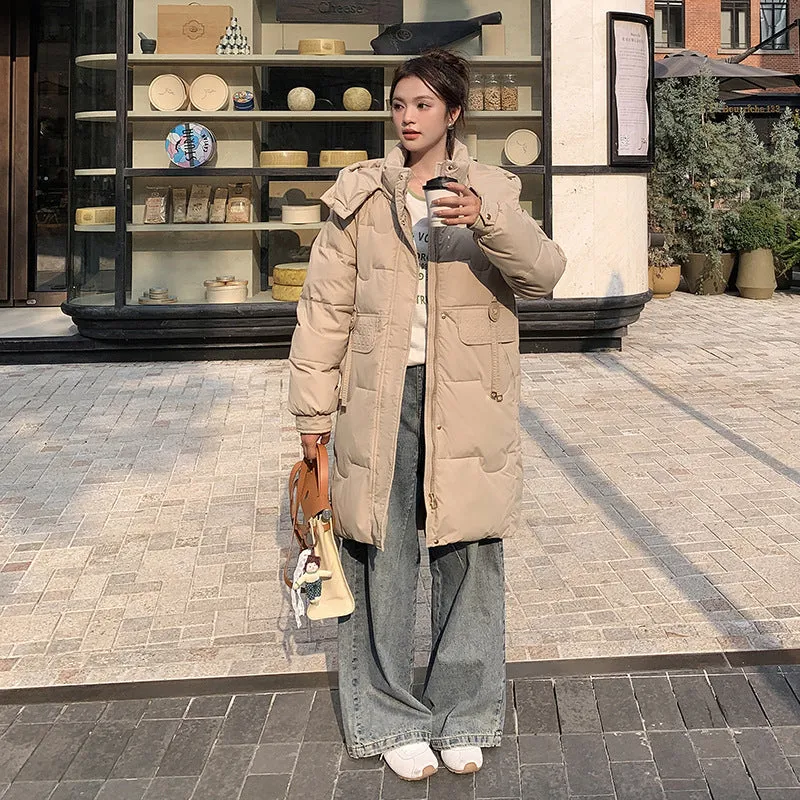 Cozy Knee-Length Oversized Puffer Coat with Flap Pockets