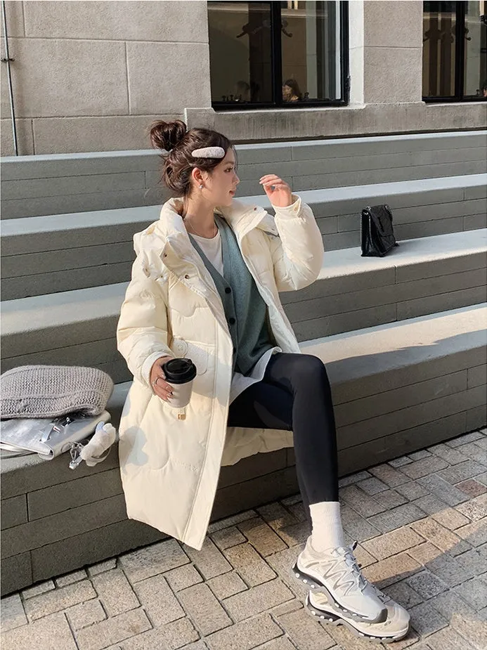 Cozy Knee-Length Oversized Puffer Coat with Flap Pockets