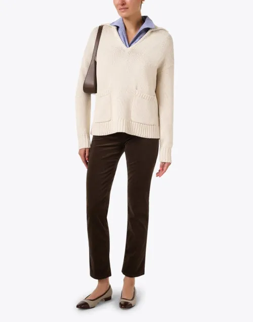 Cream Cotton Wool Polo Sweater