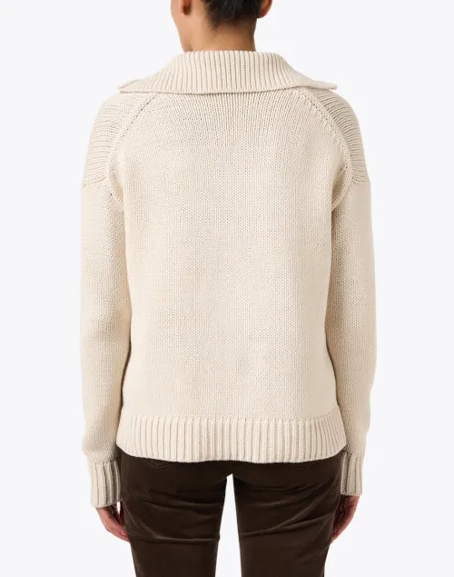 Cream Cotton Wool Polo Sweater