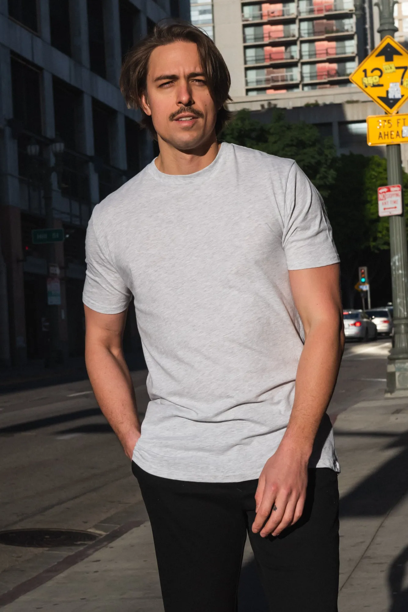Crew Neck T-shirt | White Heather | CL-1002