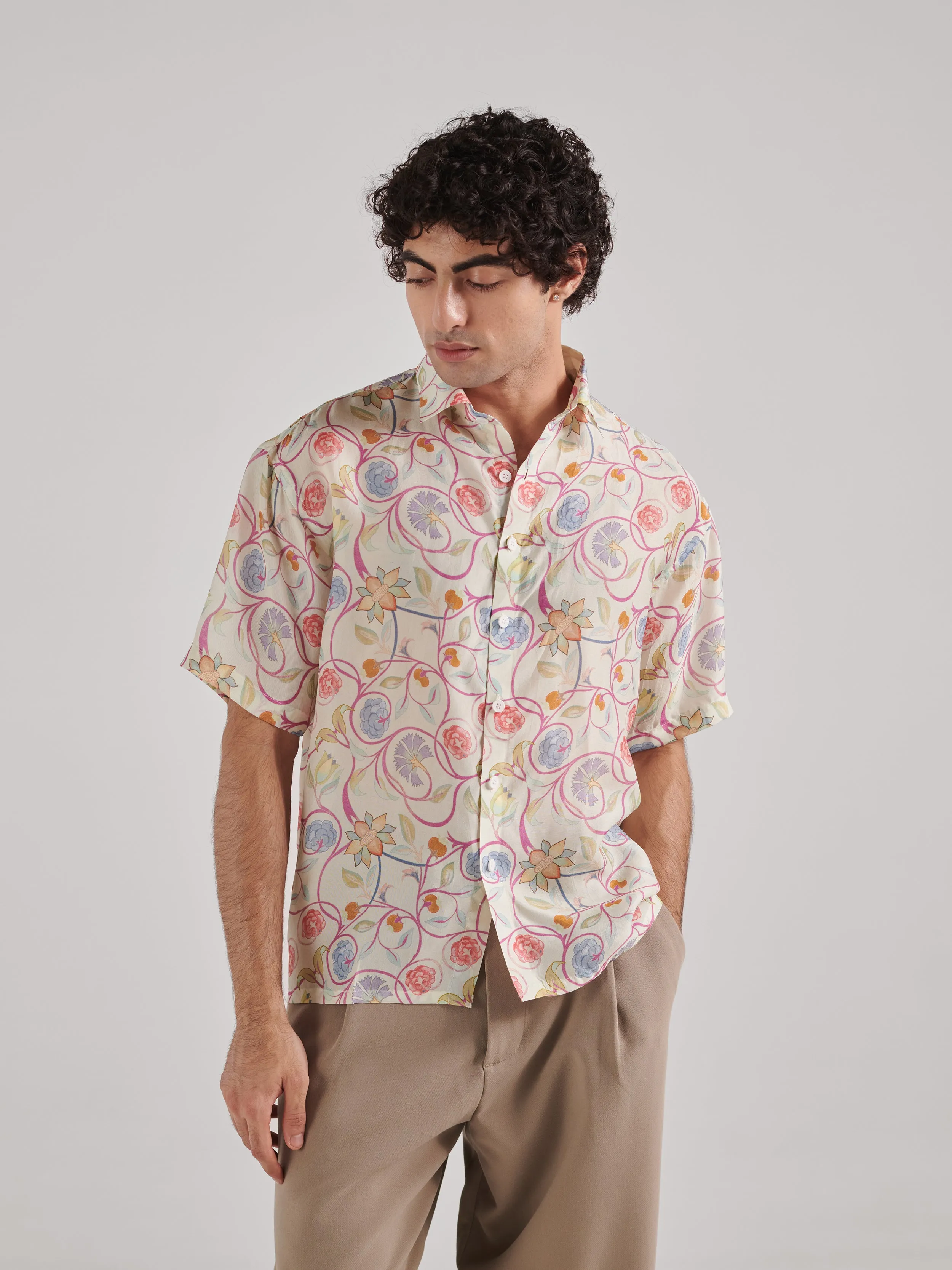 Crewel Cream Drop Shoulder Shirt