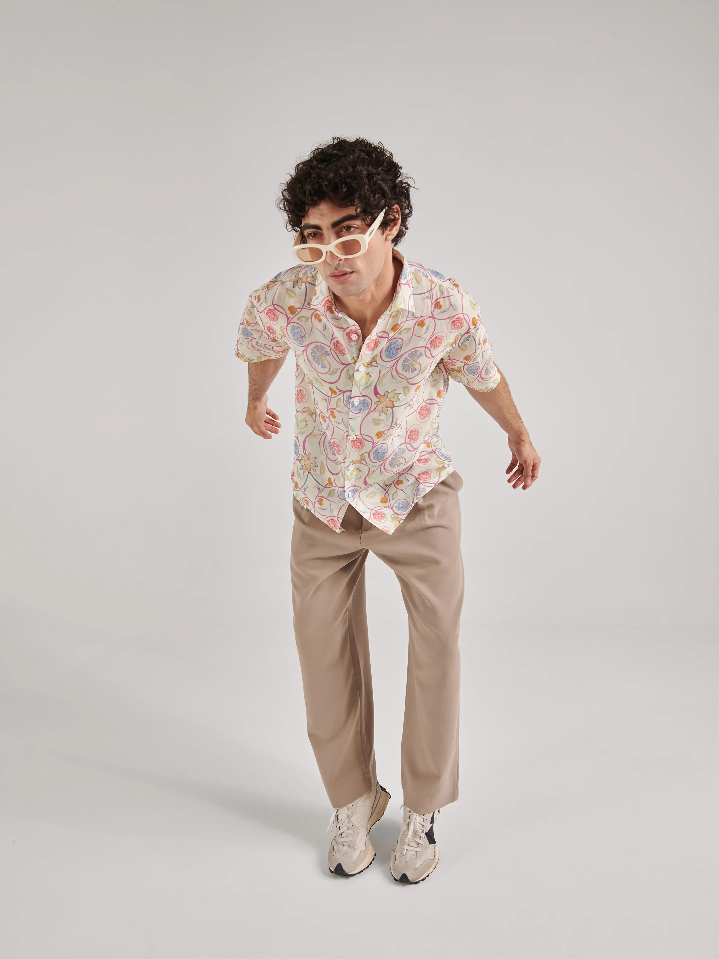 Crewel Cream Drop Shoulder Shirt