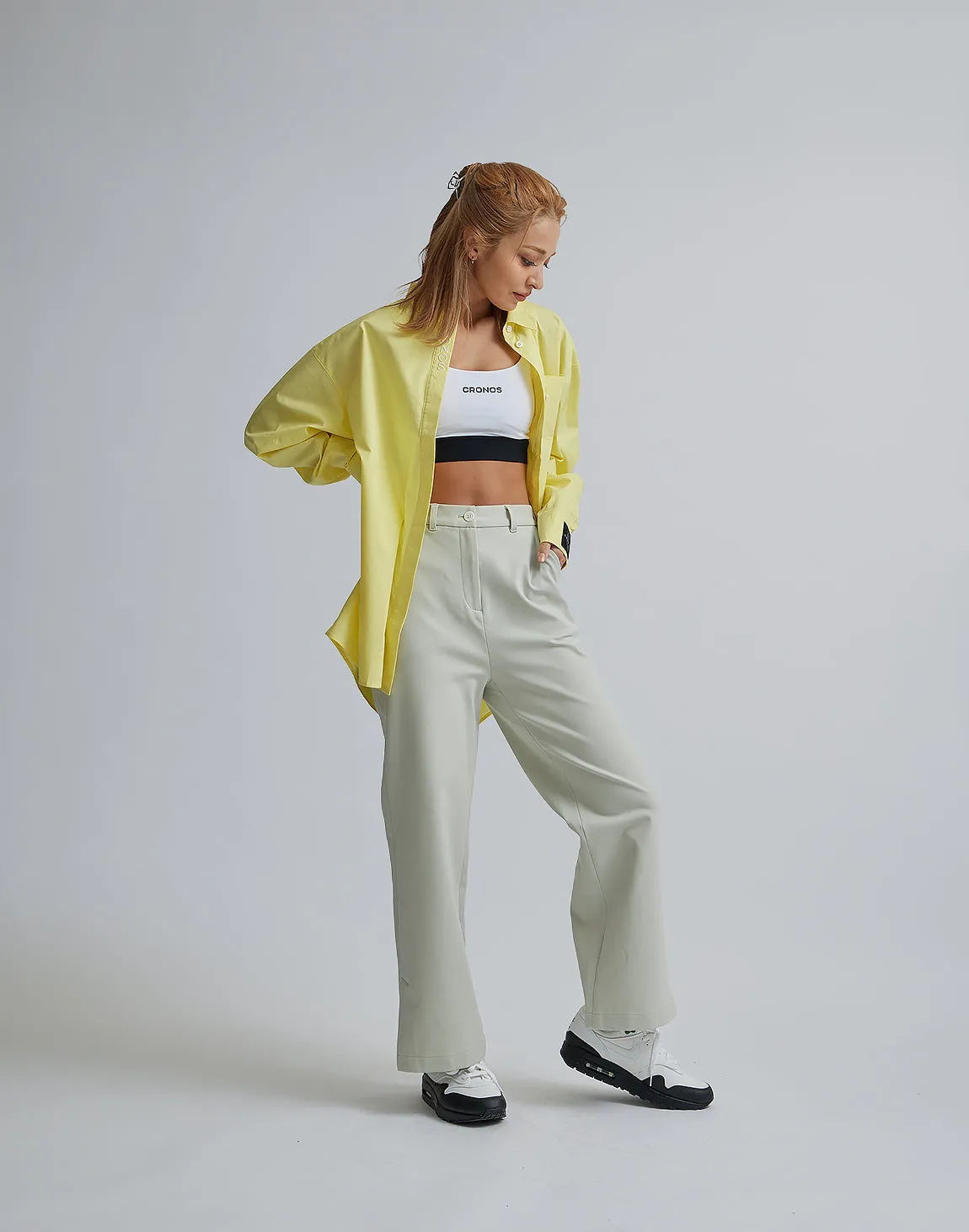 CRONOS WOMEN LOGO LONG SHIRTS【YELLOW】