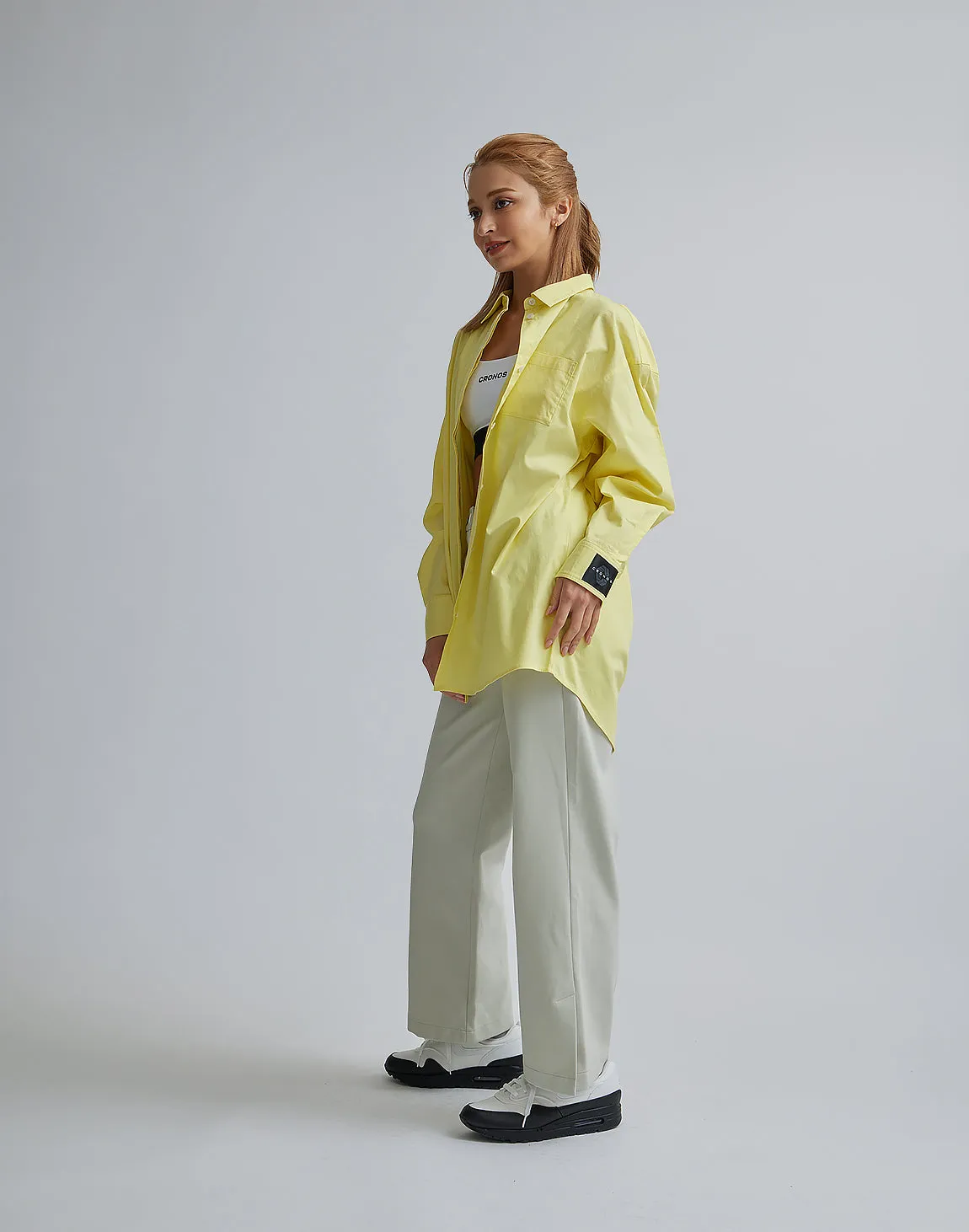 CRONOS WOMEN LOGO LONG SHIRTS【YELLOW】