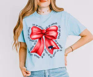 Cropped Comfort Colors Patriots Bow Coquette - Lewisburg Shirt / Adult Sizes/ Lewisburg -Desoto County Schools - Marshall - Pike