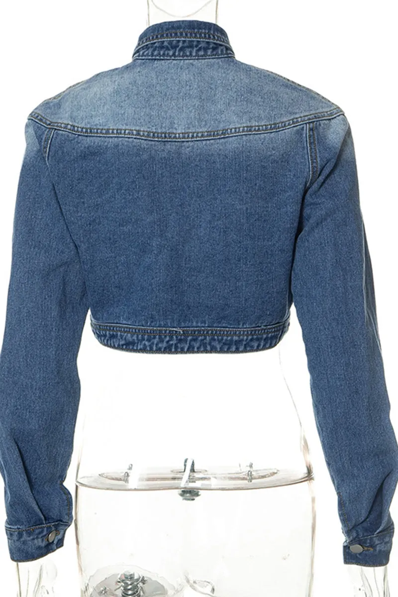 CS3291 Crop Denim Jacket Outerwear
