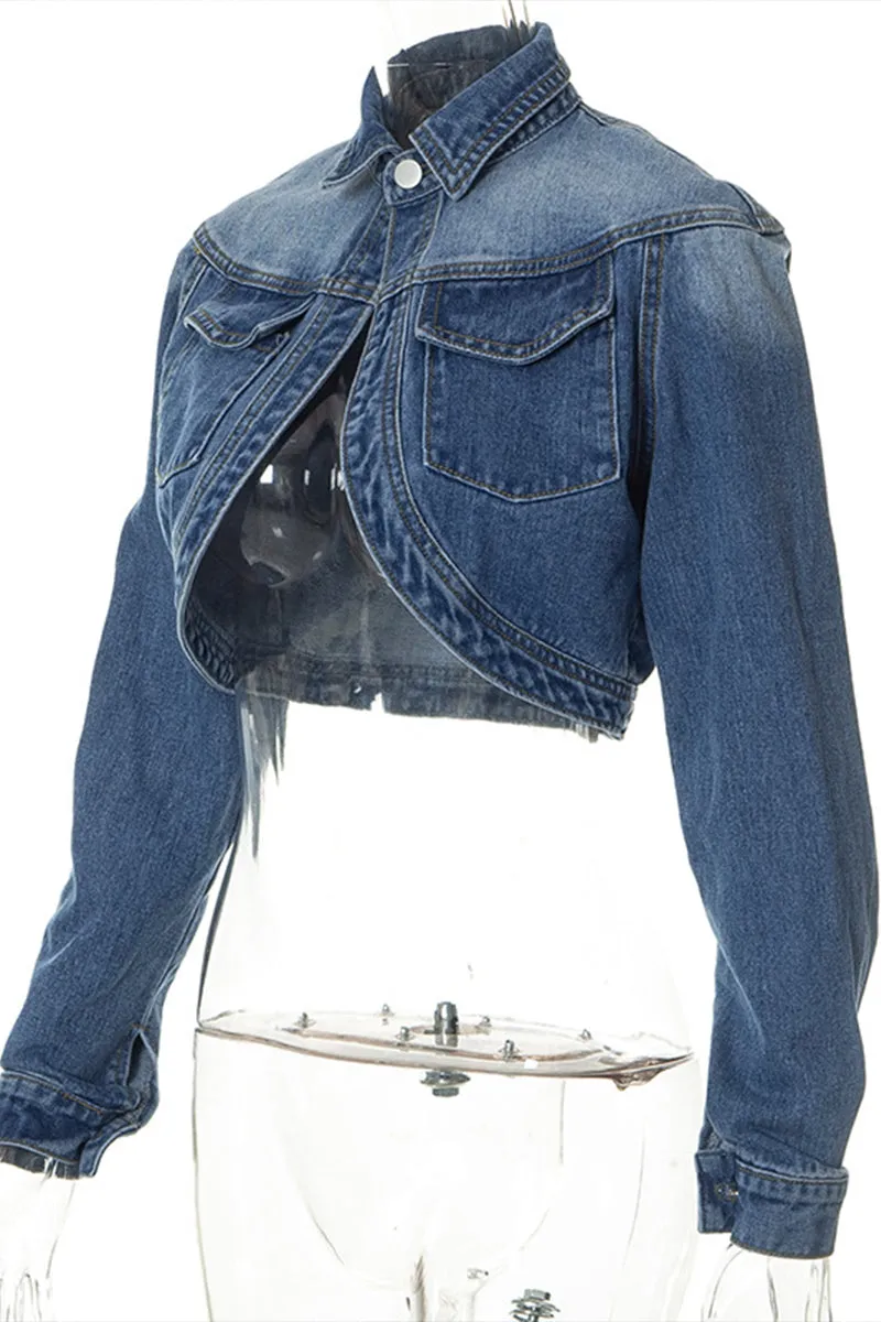 CS3291 Crop Denim Jacket Outerwear