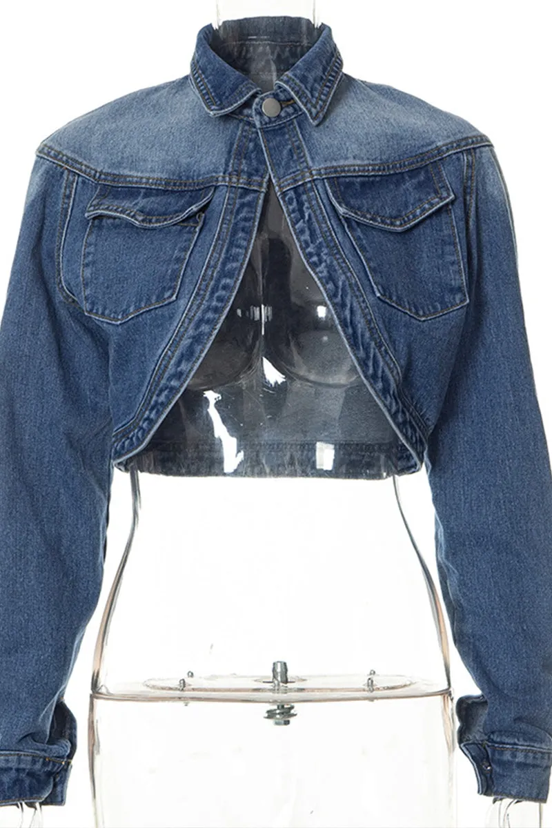 CS3291 Crop Denim Jacket Outerwear
