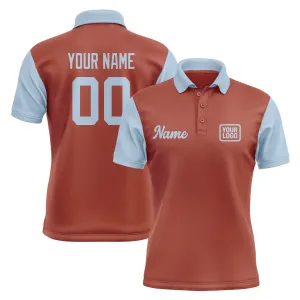 Custom Coral Red Light Blue Short-Sleeve Polo Shirt