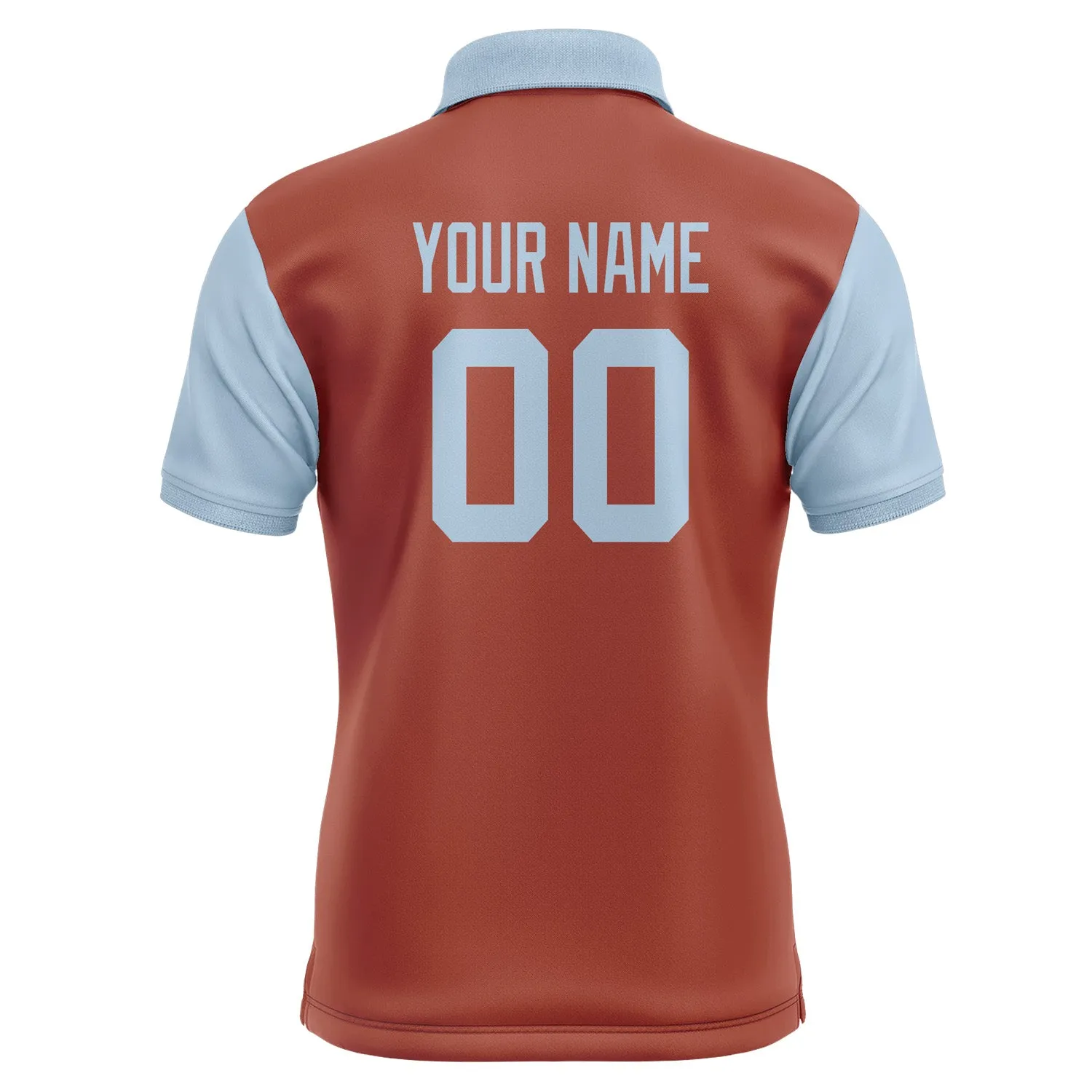 Custom Coral Red Light Blue Short-Sleeve Polo Shirt