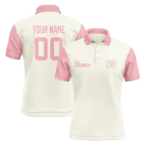 Custom Cream Light Pink Short-Sleeve Polo Shirt