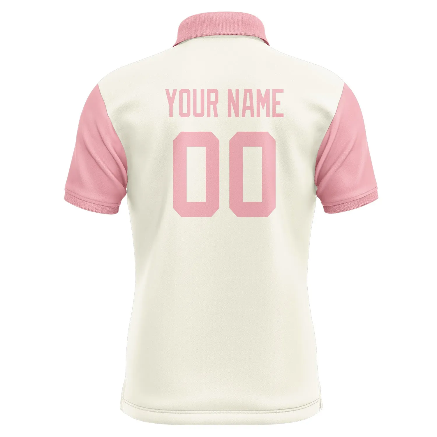 Custom Cream Light Pink Short-Sleeve Polo Shirt