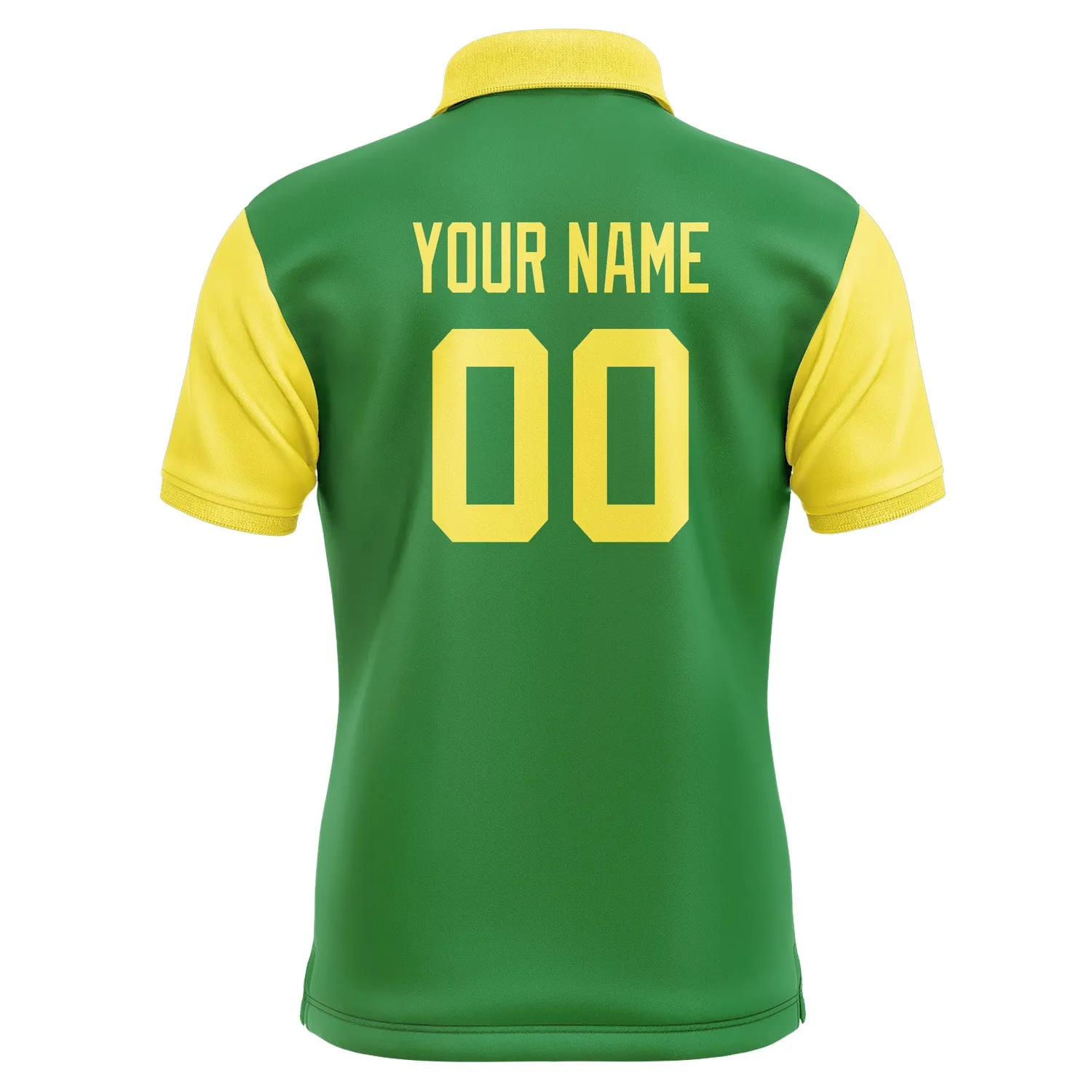 Custom Emerald Green Light Yellow Short-Sleeve Polo Shirt