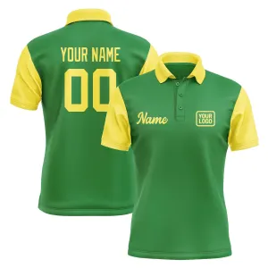 Custom Emerald Green Light Yellow Short-Sleeve Polo Shirt
