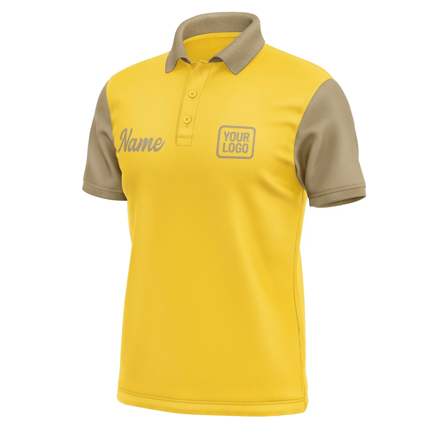 Custom Gold Light Khaki Short-Sleeve Polo Shirt