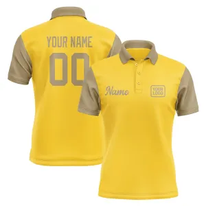 Custom Gold Light Khaki Short-Sleeve Polo Shirt