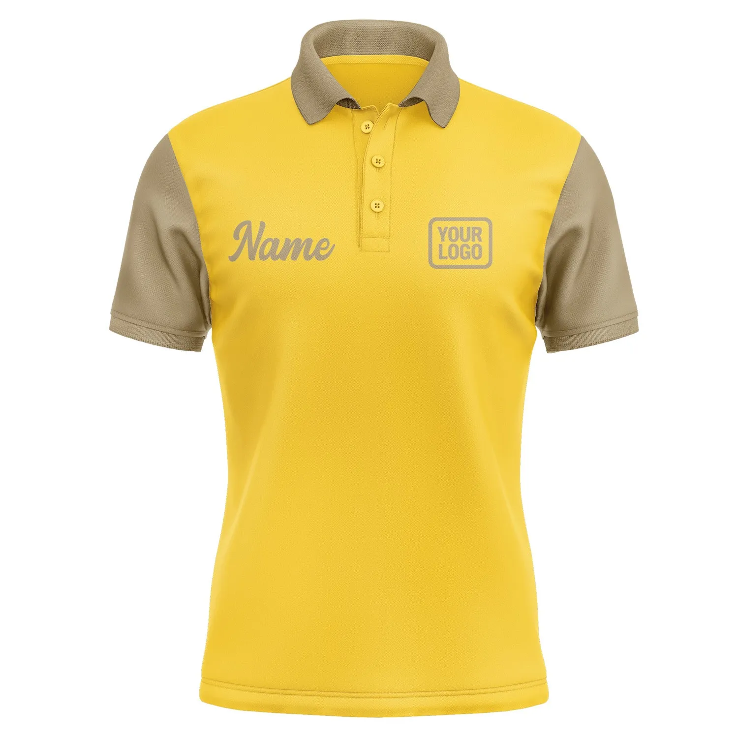 Custom Gold Light Khaki Short-Sleeve Polo Shirt
