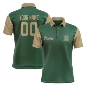 Custom Green Light Khaki Short-Sleeve Polo Shirt