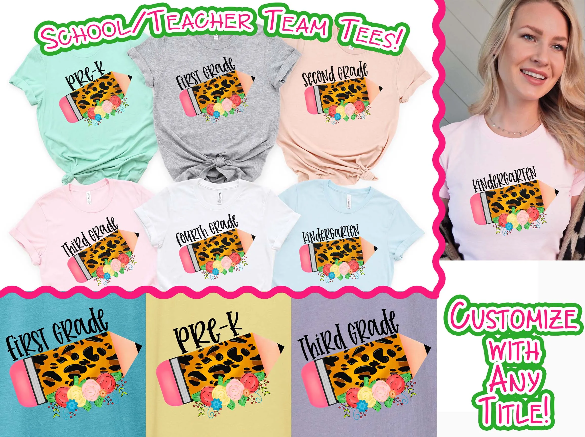 Custom Leopard Pencil Student and Teacher Grade Tee
