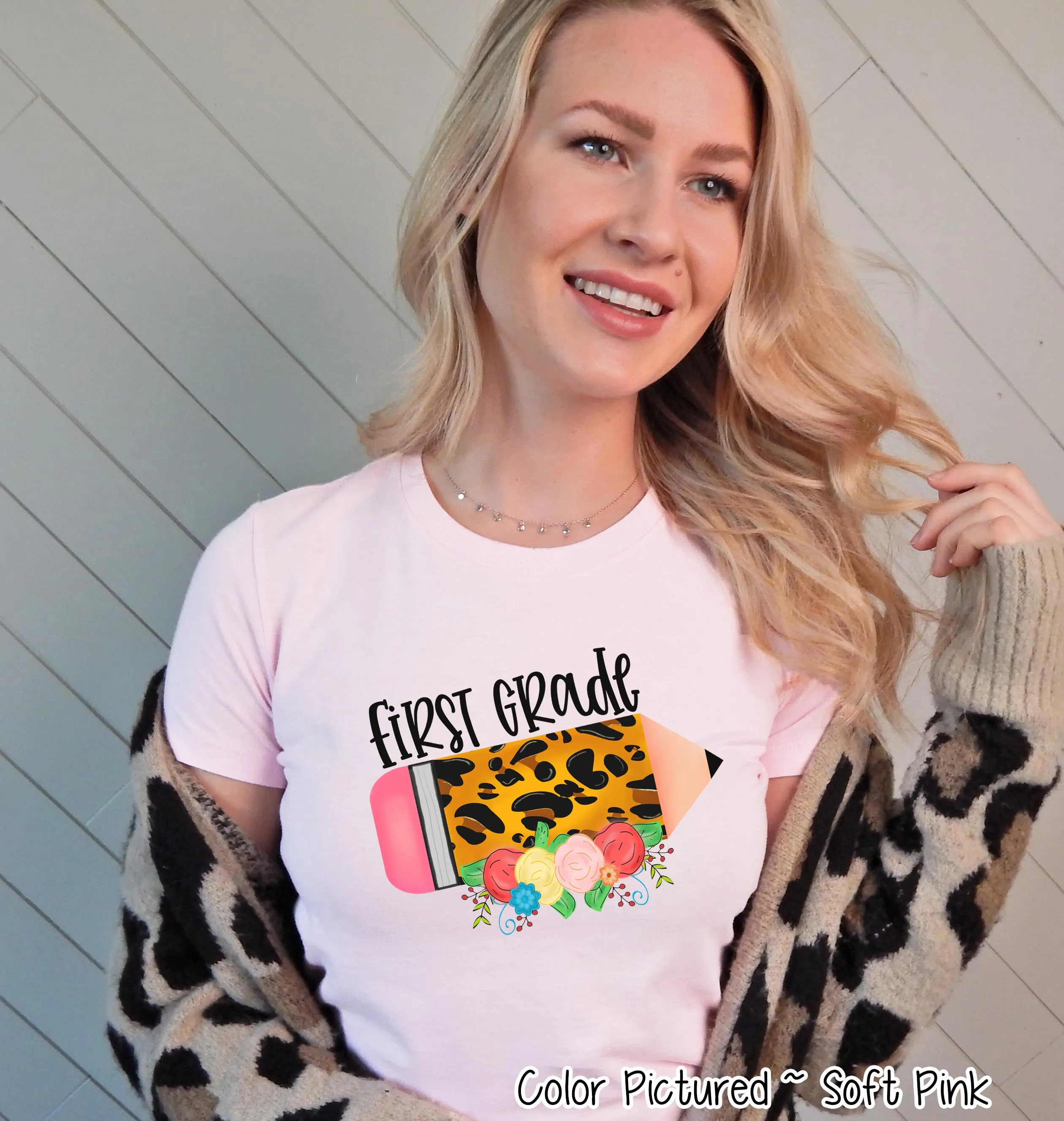 Custom Leopard Pencil Student and Teacher Grade Tee