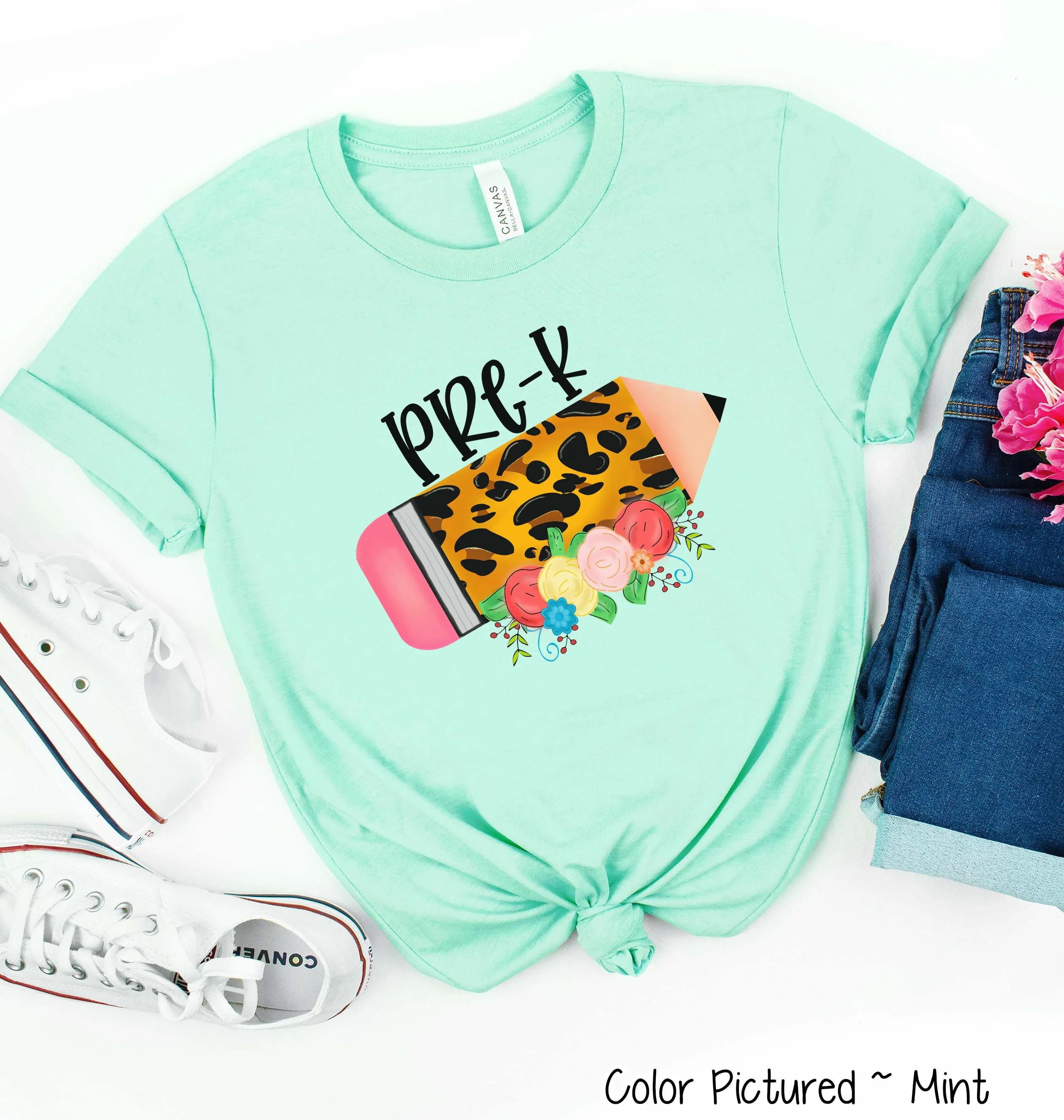 Custom Leopard Pencil Student and Teacher Grade Tee