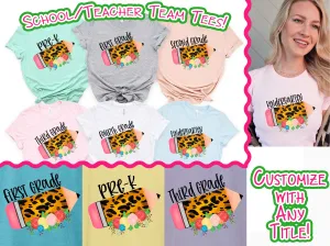 Custom Leopard Pencil Student and Teacher Grade Tee