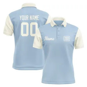 Custom Light Blue Cream Short-Sleeve Polo Shirt