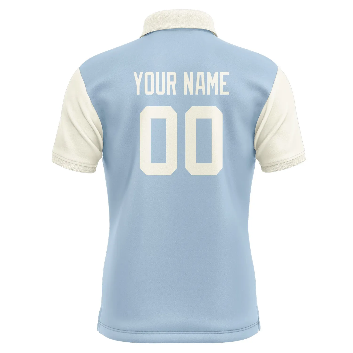 Custom Light Blue Cream Short-Sleeve Polo Shirt