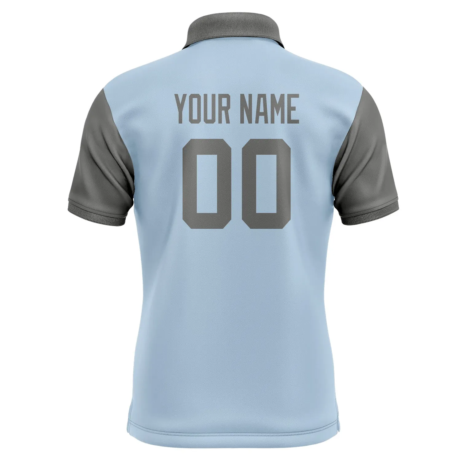 Custom Light Blue Dark Grey Short-Sleeve Polo Shirt