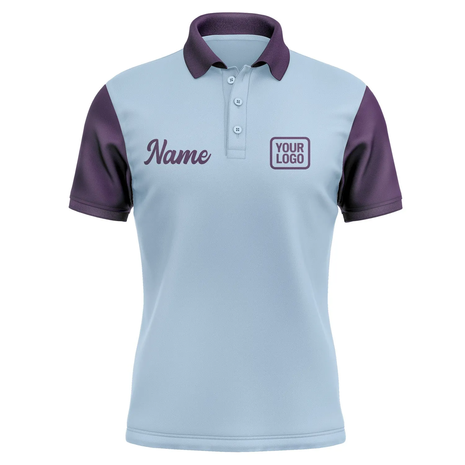 Custom Light Blue Purple Short-Sleeve Polo Shirt