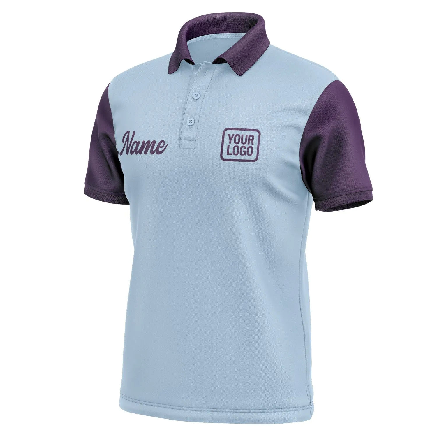 Custom Light Blue Purple Short-Sleeve Polo Shirt