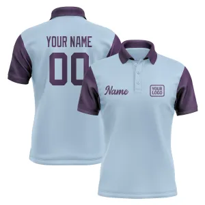 Custom Light Blue Purple Short-Sleeve Polo Shirt