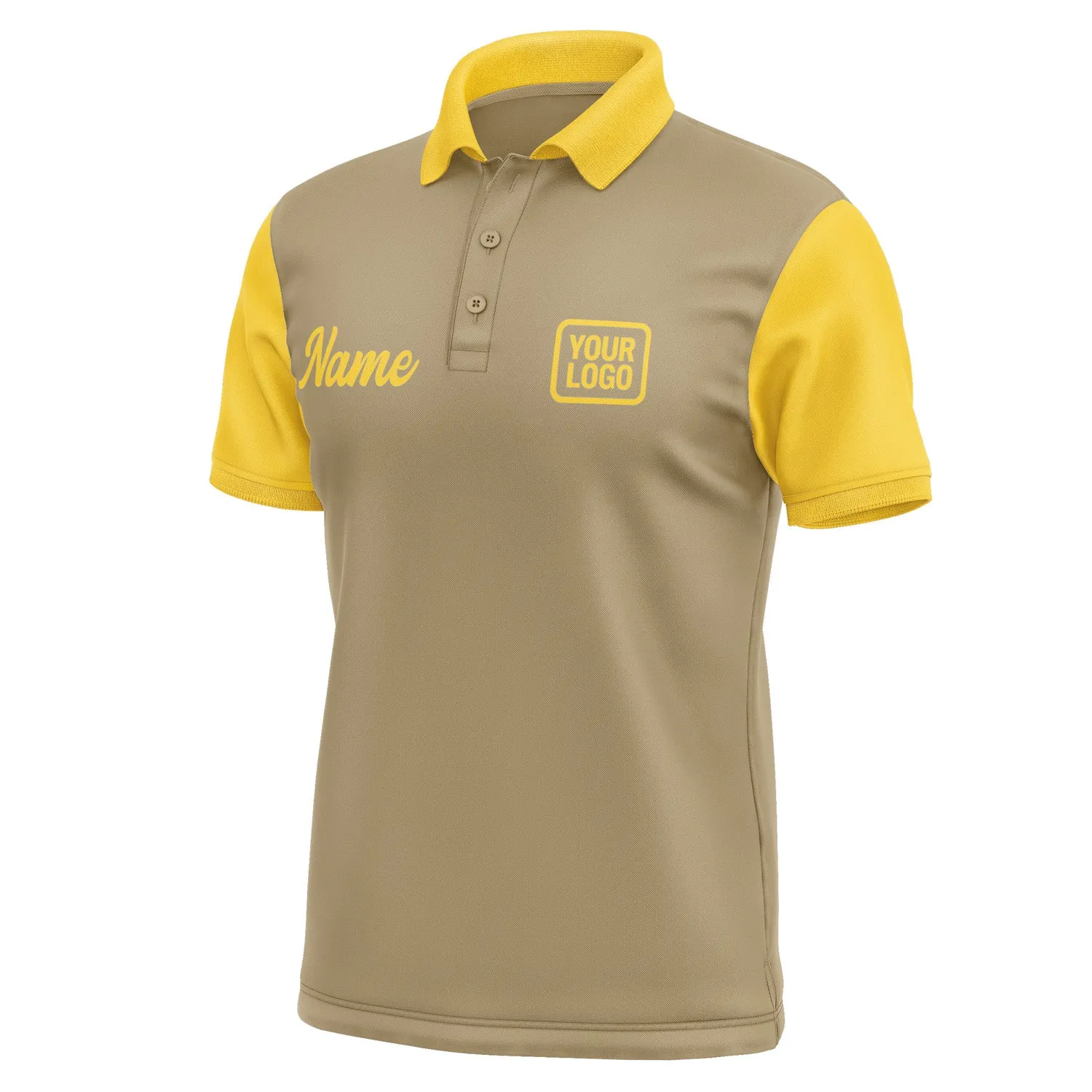 Custom Light Khaki Gold Short-Sleeve Polo Shirt