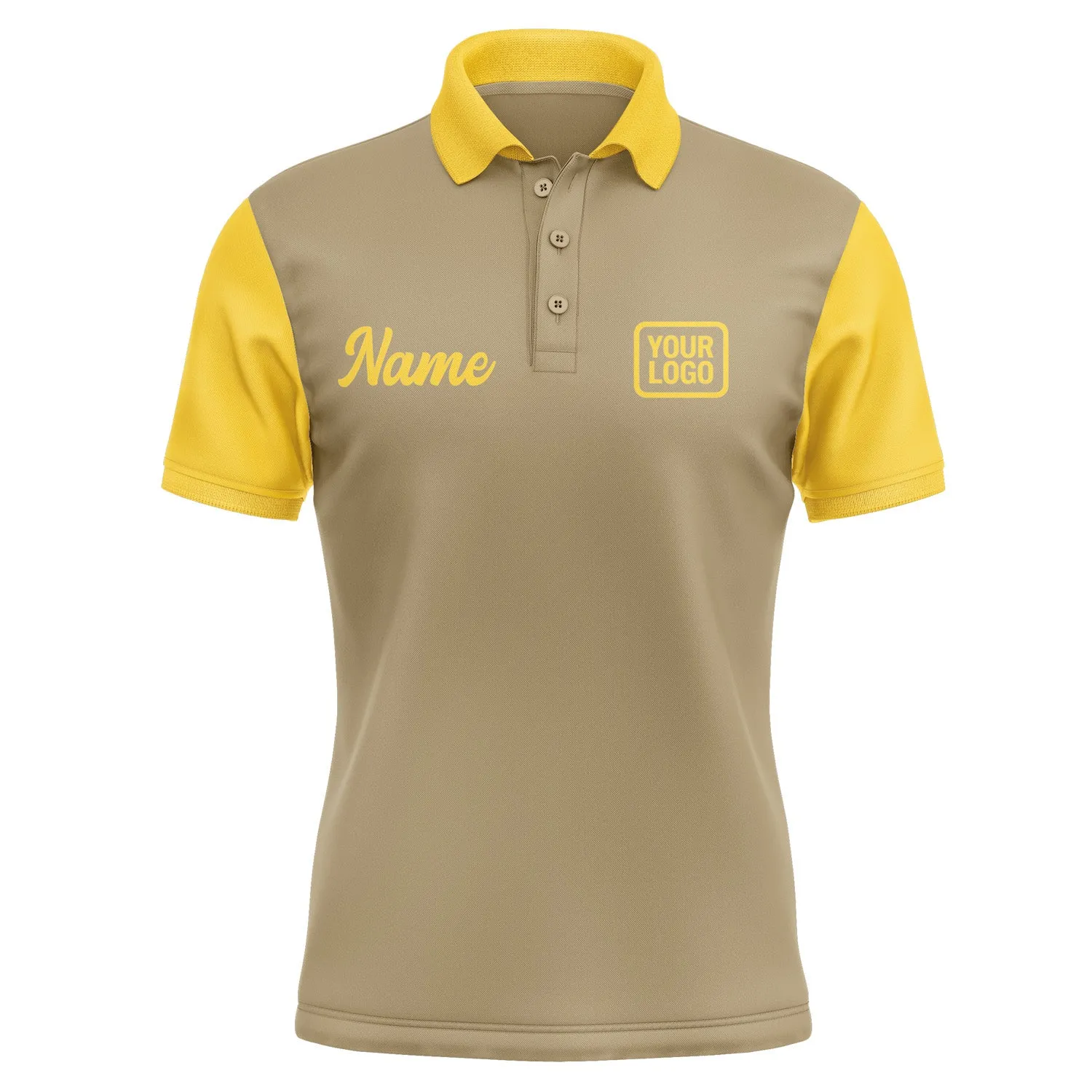 Custom Light Khaki Gold Short-Sleeve Polo Shirt