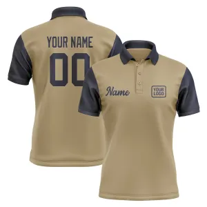 Custom Light Khaki Navy Short-Sleeve Polo Shirt