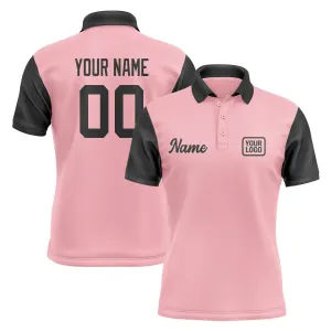 Custom Light Pink Black Short-Sleeve Polo Shirt