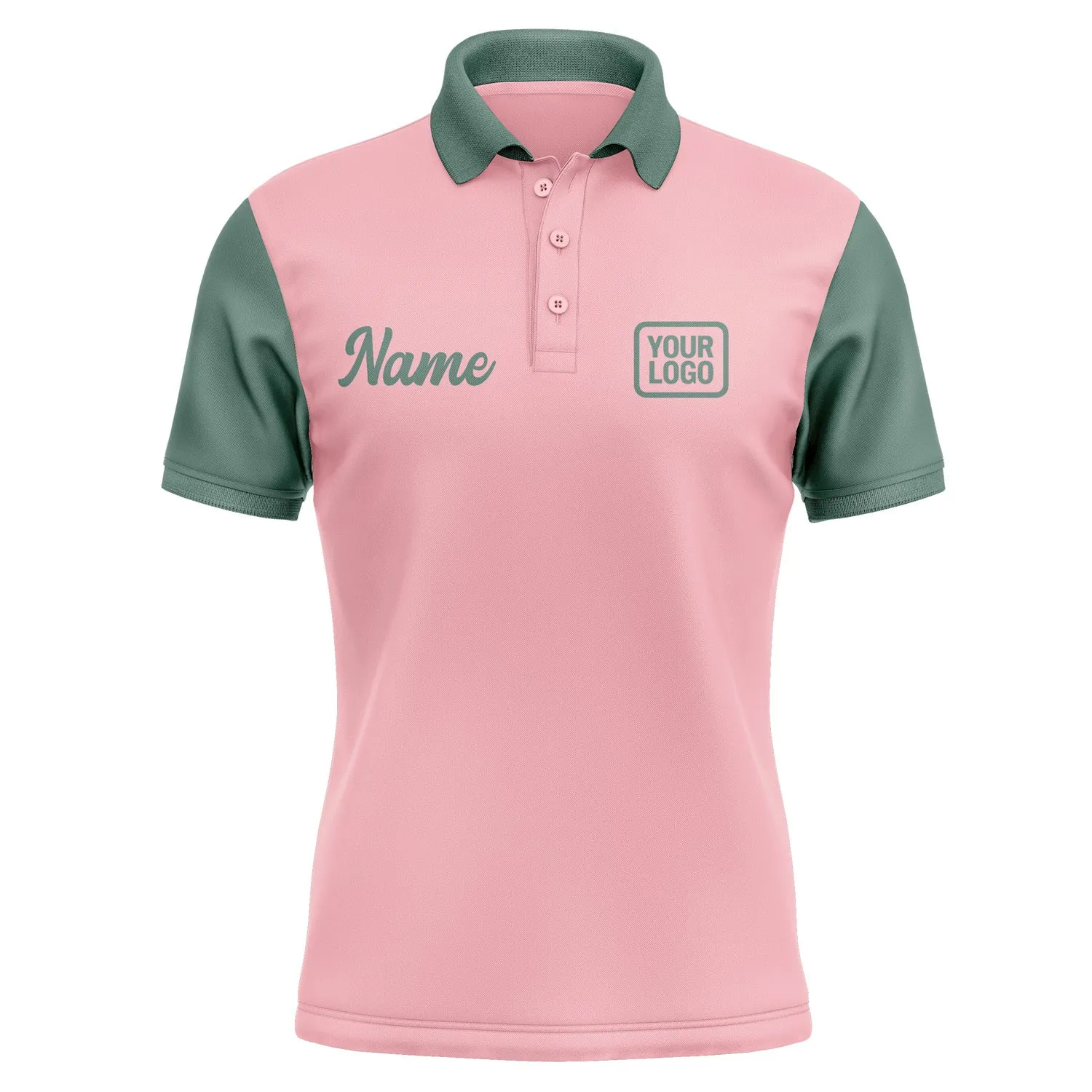 Custom Light Pink Blue Green Short-Sleeve Polo Shirt