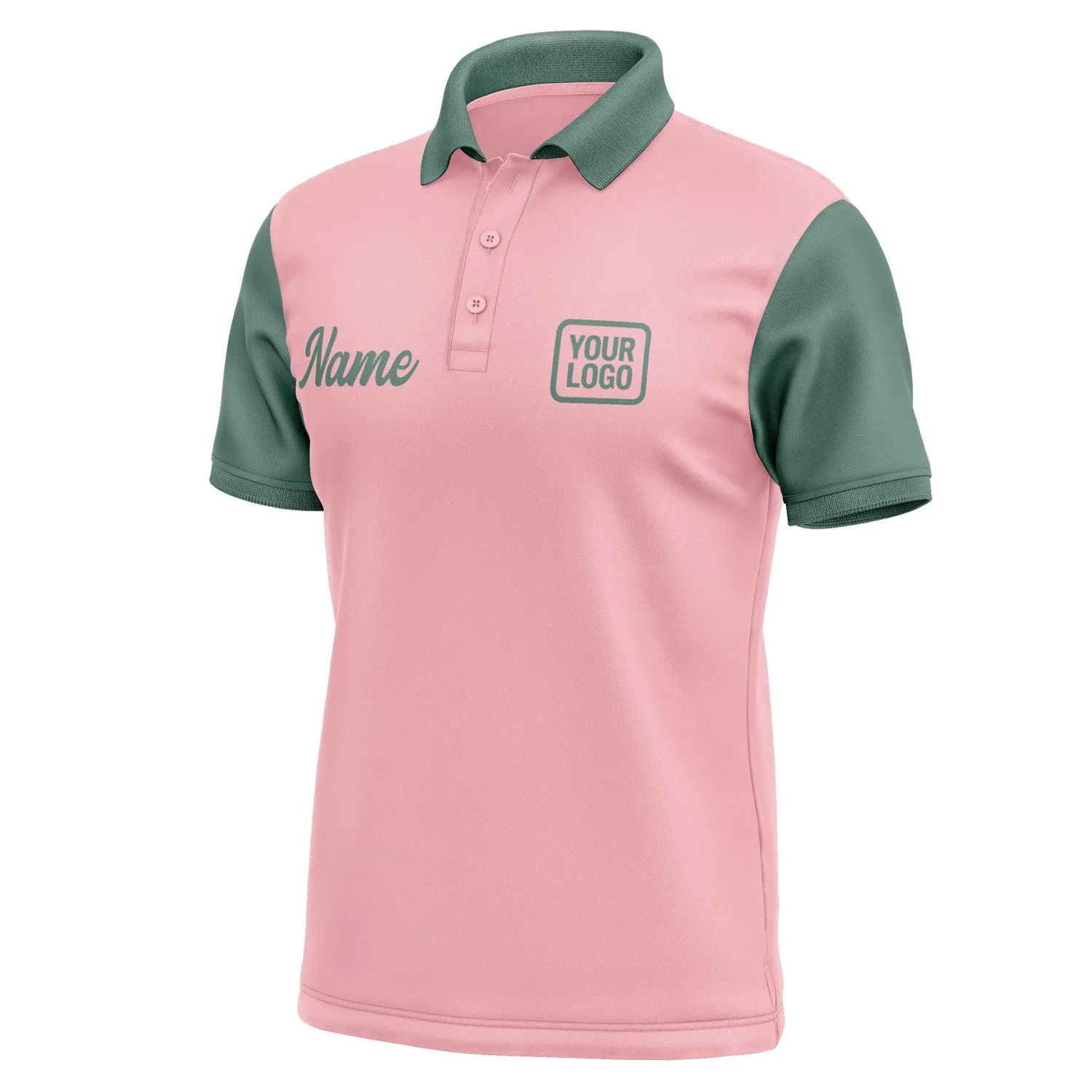 Custom Light Pink Blue Green Short-Sleeve Polo Shirt